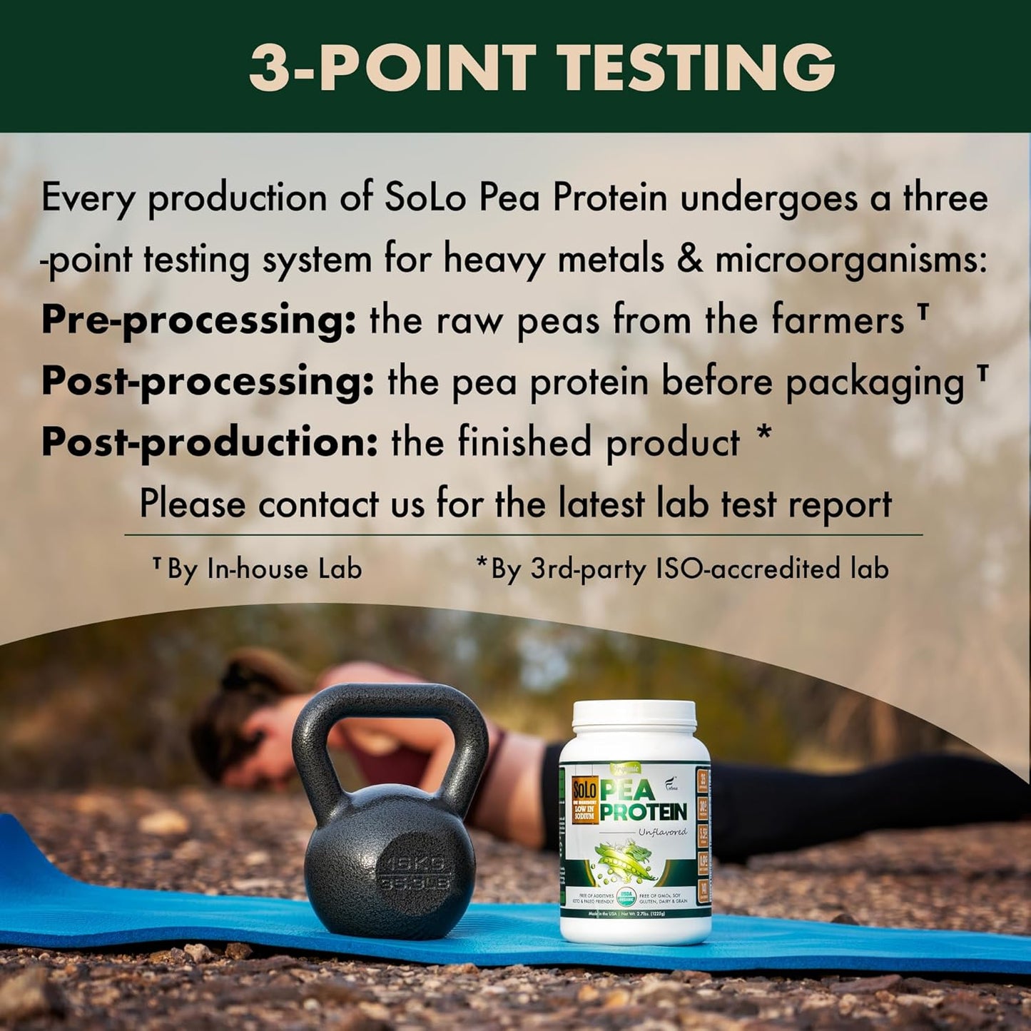 SOLO Organic Pea Protein Isolate, Unflavored Plant Based Protein Powder with BCAA