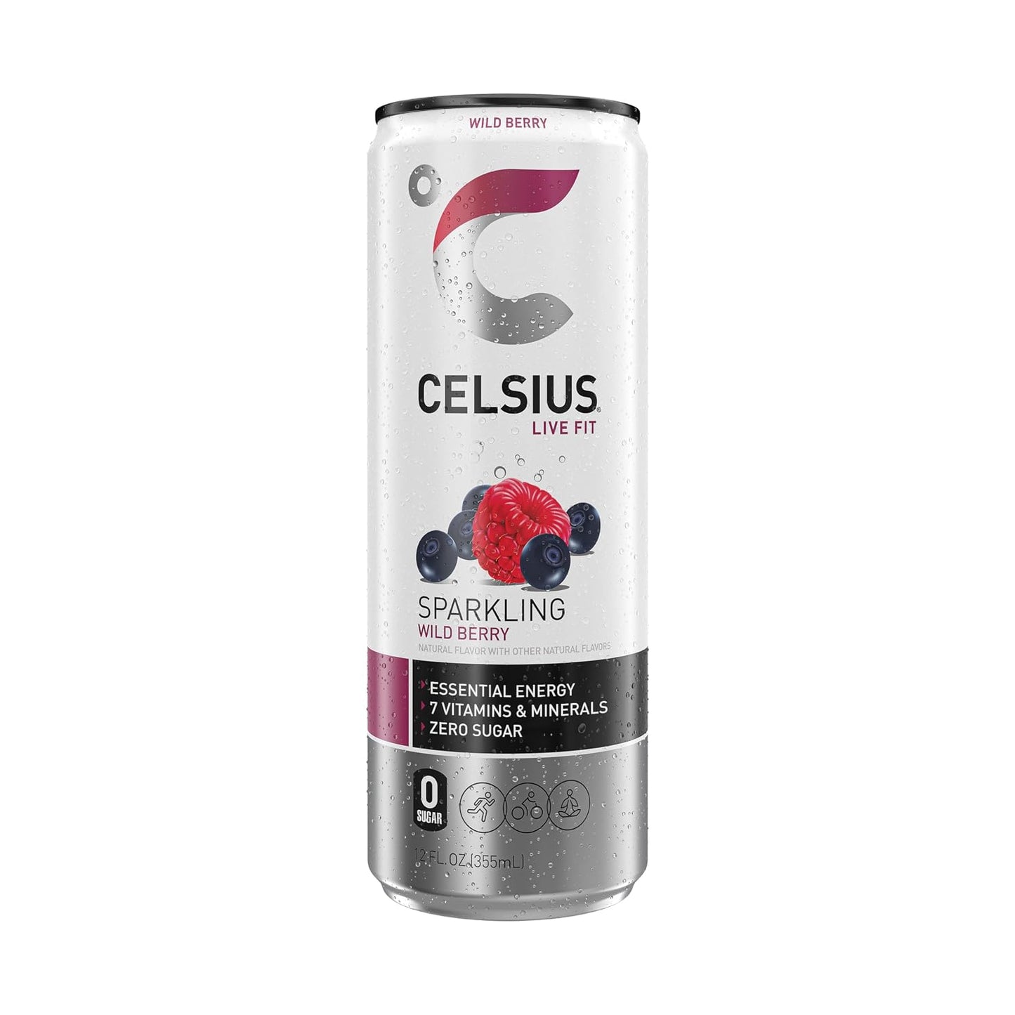CELSIUS Sparkling Wild Berry, Sugar Free Energy Drink, 12 Fl Oz (Pack of 12)