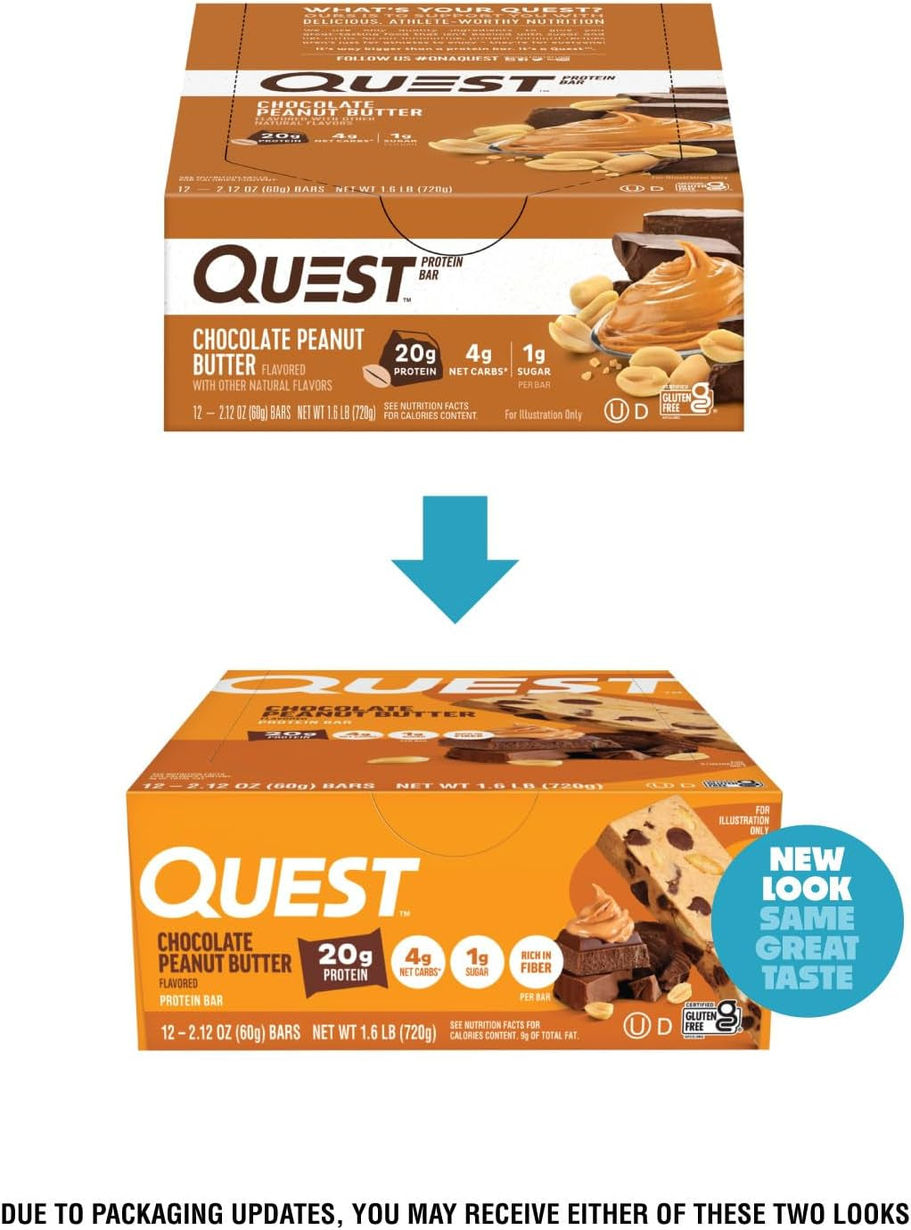Quest Nutrition Chocolate Peanut Butter Bars, 20G Protein, 12 Count