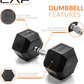 60 Pound Coated Hex Dumbbell Weight