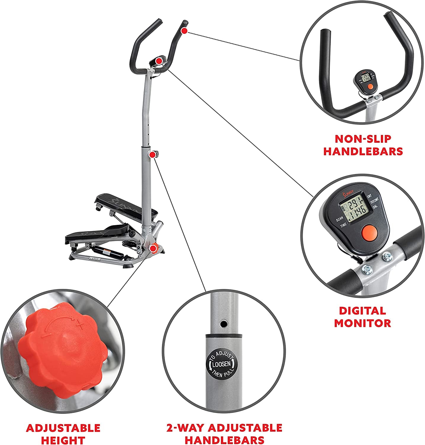 Sunny Health & Fitness Twist Stepper with Handlebar
