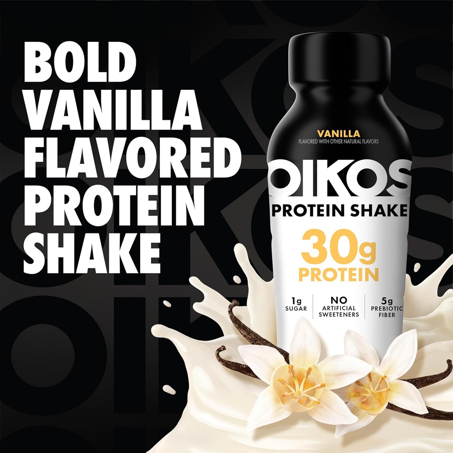 Oikos Protein Shake, Vanilla, 30G High Protein Drinks, 12 Fl oz Bottle, 12 Count​