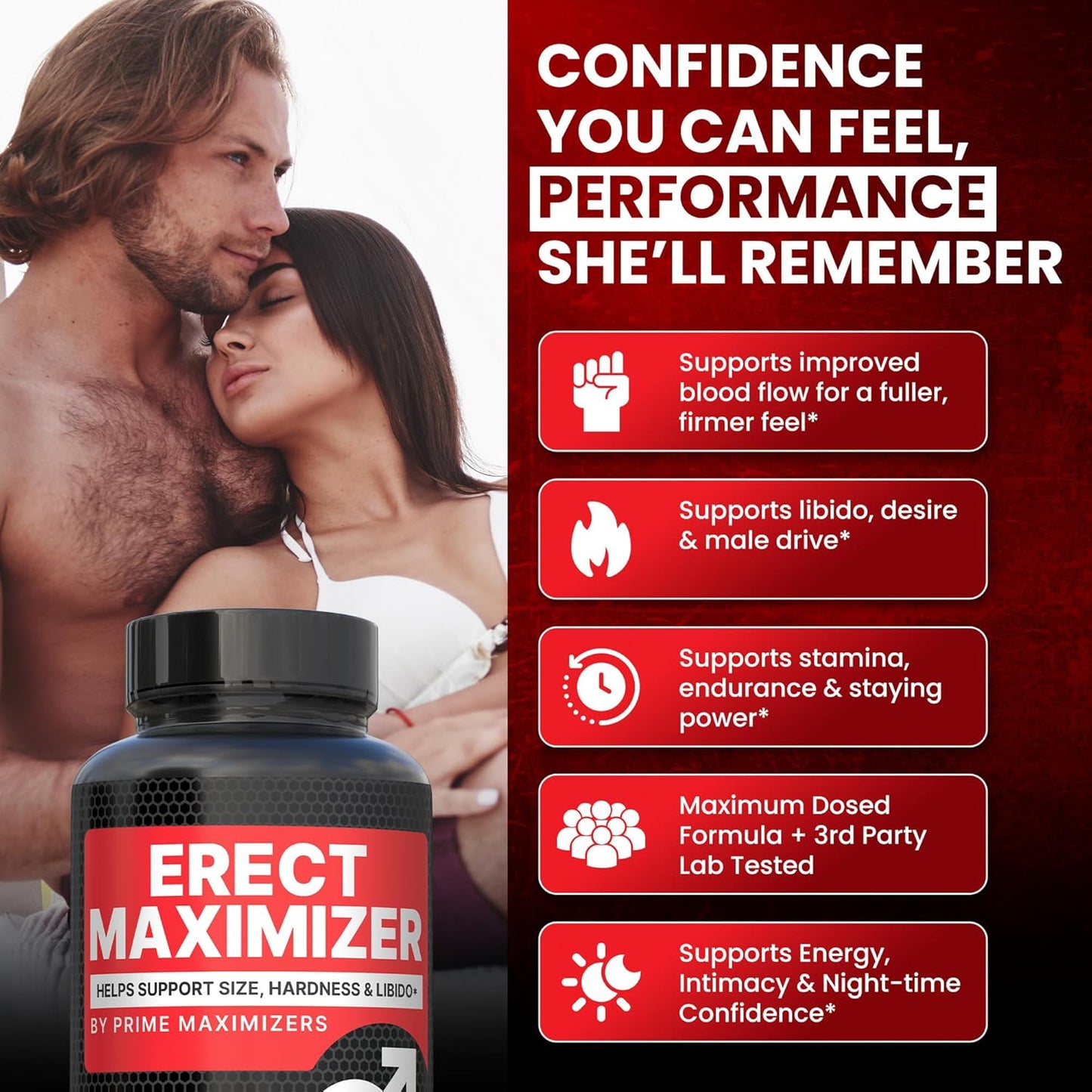 Premium Male Enhancement | Rapid Acting Blood Flow Support | Bigger, Rock Hard, Longer