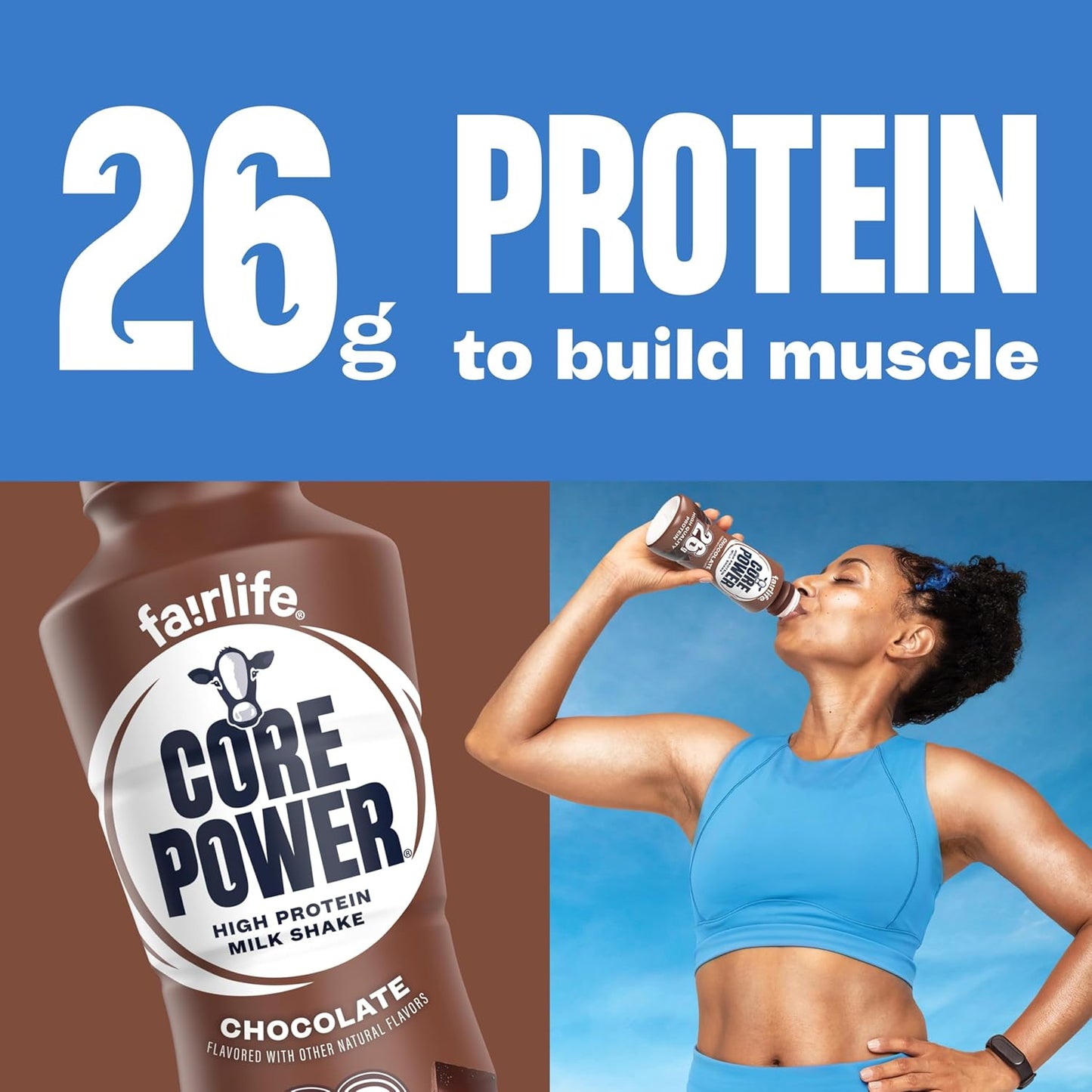 Core Power Protein Shake, Chocolate, 26G Bottle, 14Oz, 12 Pack