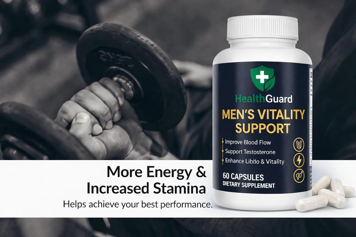 Healthguard Men’s Vitality Support – Horny Goat Weed, Maca, Fenugreek & L-Arginine