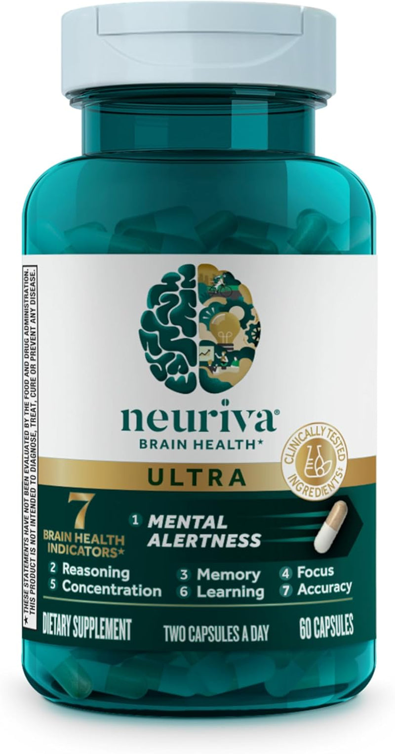 NEURIVA Ultra Decaffeinated Clinically Tested Nootropic Brain Supplement for Mental Alertness
