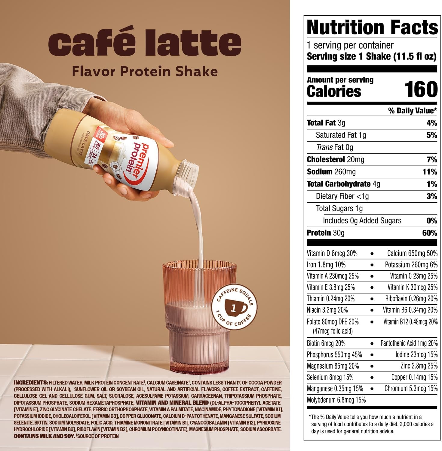 Premier Protein Shake, Café Latte, 30G Protein, 11.5 Fl oz, 12 Pack
