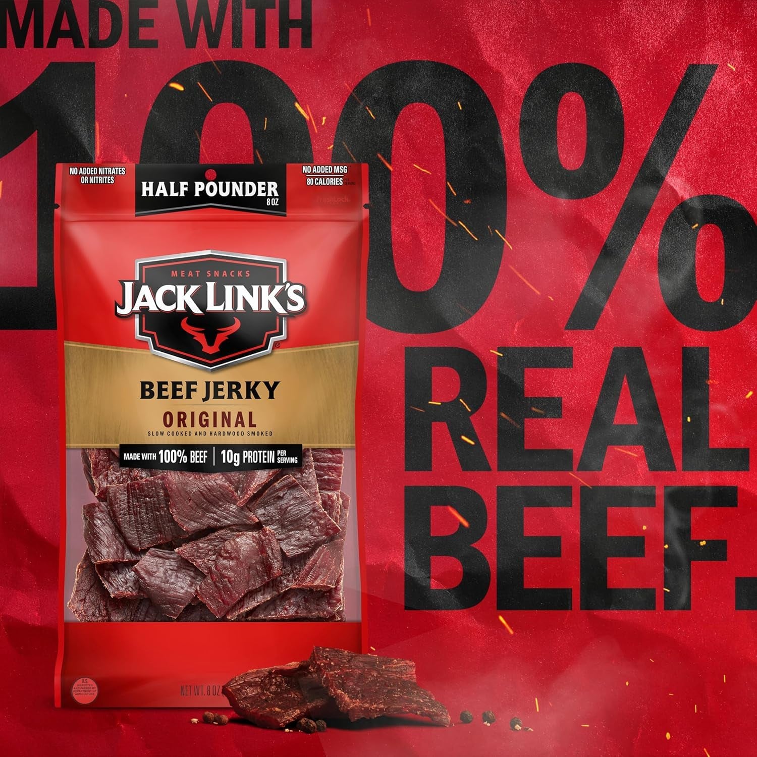 Jack Link's Beef Jerky Half Pounder - Original - 100% Real Beef