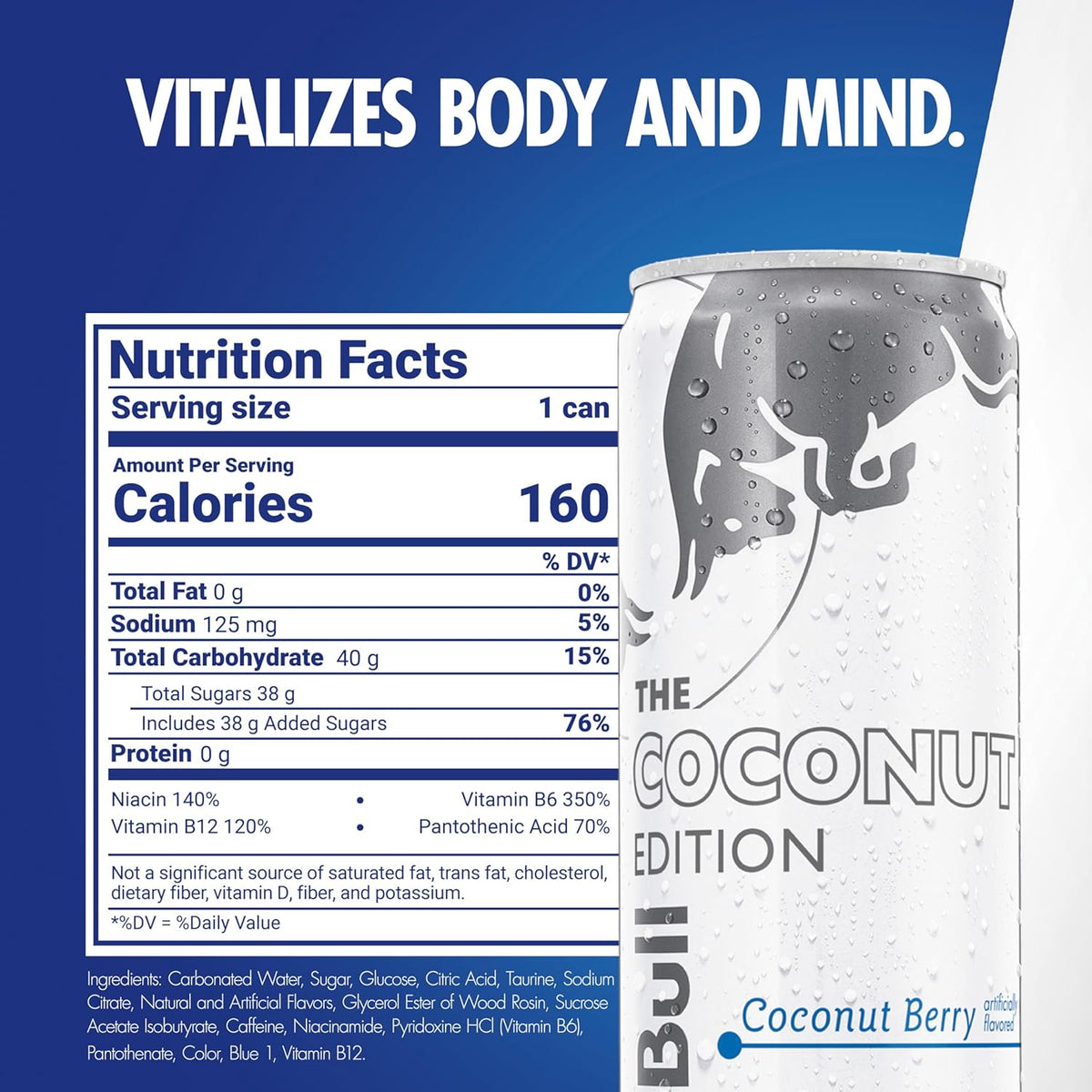 Red Bull Coconut Edition Energy Drink, Coconut Berry, 12 Fl oz, Pack of 24 Cans