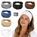 Wide Headbands for Women - 6 Pack Thick Stretchy Elastic Cloth Head Bands for Women'S Hair, Non Slip Sweat Bands Soft Workout Headbands for Running, Makeup Headband for Washing Face, Spa & Skincare