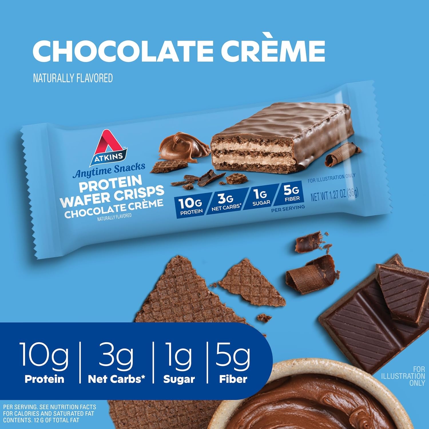 Atkins Chocolate Crème Protein Wafer Crisps, 5 Count