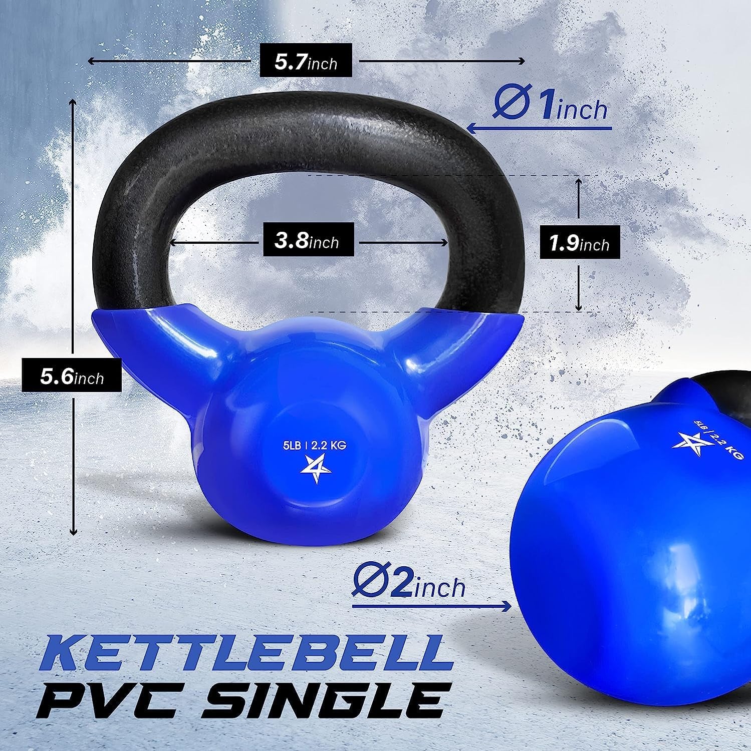 5 Pound Vinyl Coated Cast Iron Kettlebell