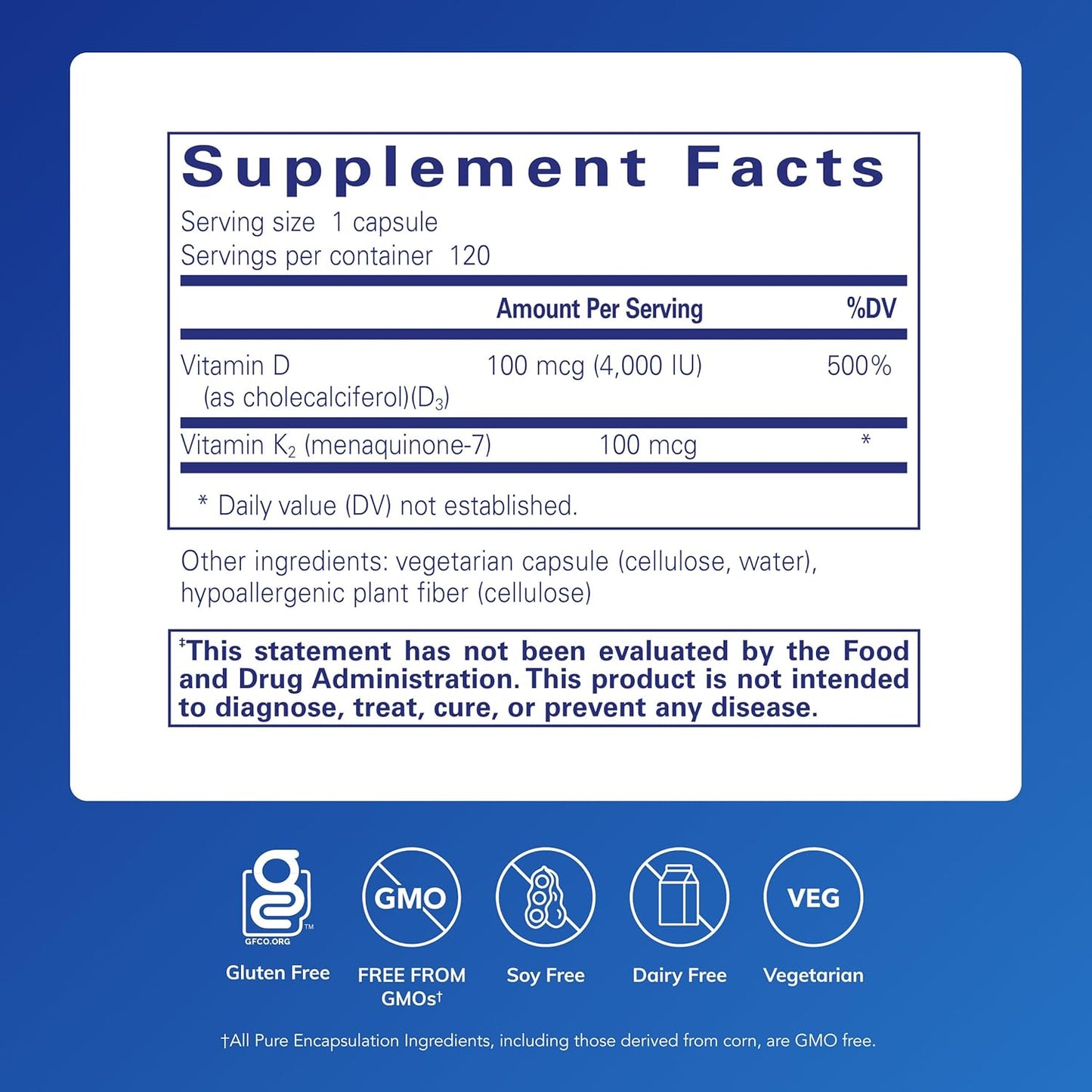 Pure Encapsulations Vitamin D3 & K2 - Bone & Vascular Health Support