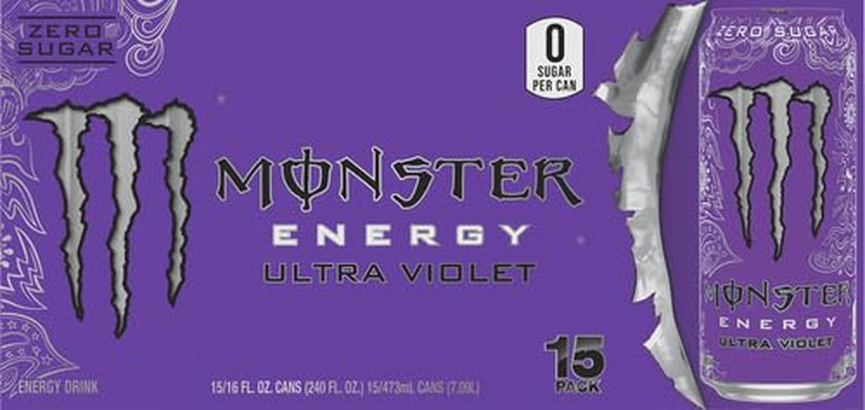Monster Energy Ultra Violet, Sugar Free Energy Drink, 16 Ounce | Pack of 15