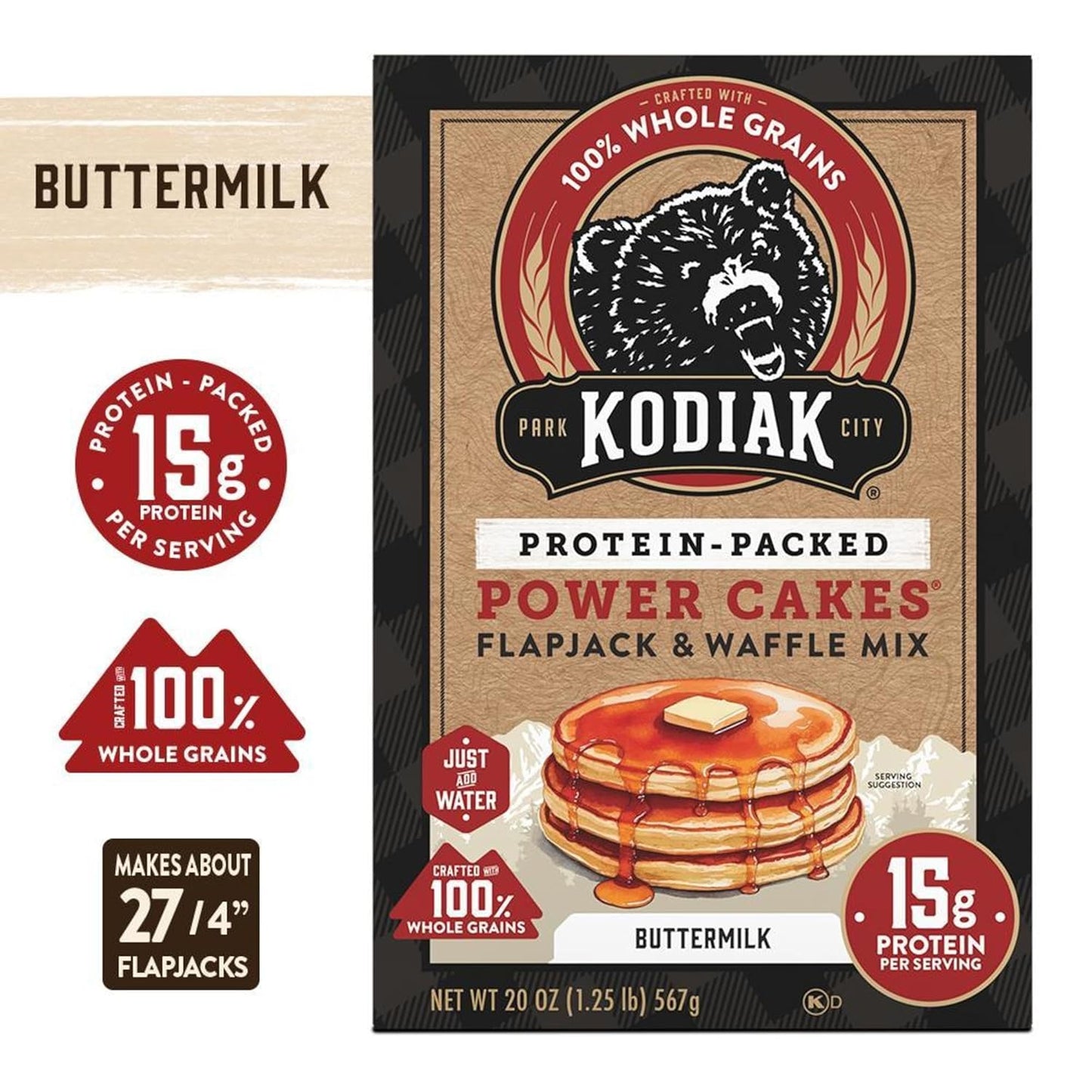 Kodiak Cakes Protein Pancake Power Cakes, Buttermilk (Pack of 6)