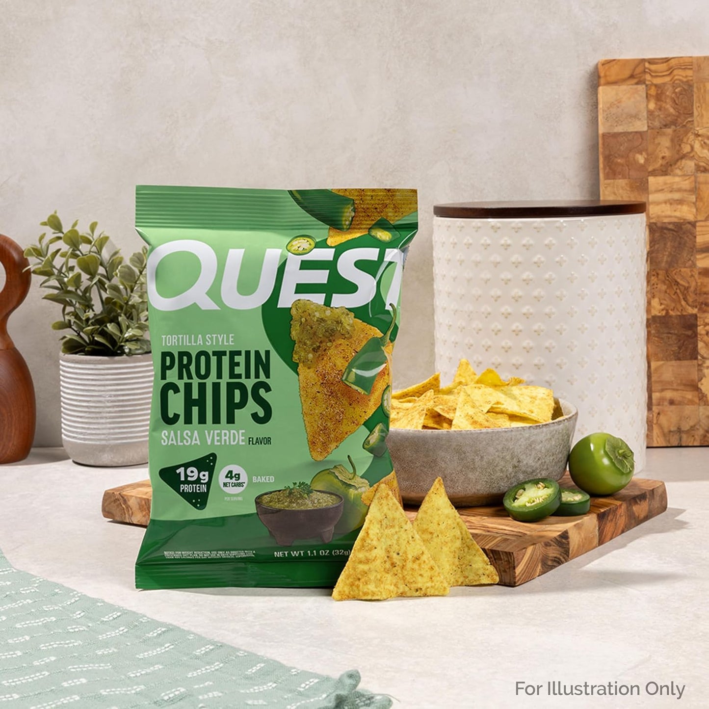 Nutrition Tortilla Style Protein Chips, Salsa Verde (Pack of 12)