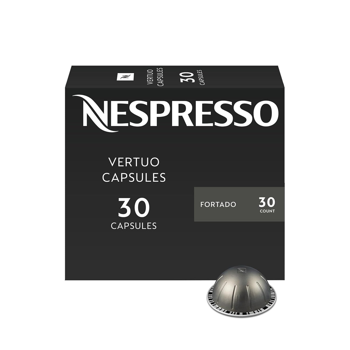Nespresso Capsules Vertuo, Fortado Gran Lungo Americano, Dark Roast Espresso Coffee, Brews 5.0oz.