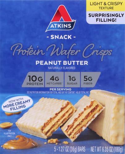 Atkins Peanut Butter Protein Wafer Crisps, 5 Count