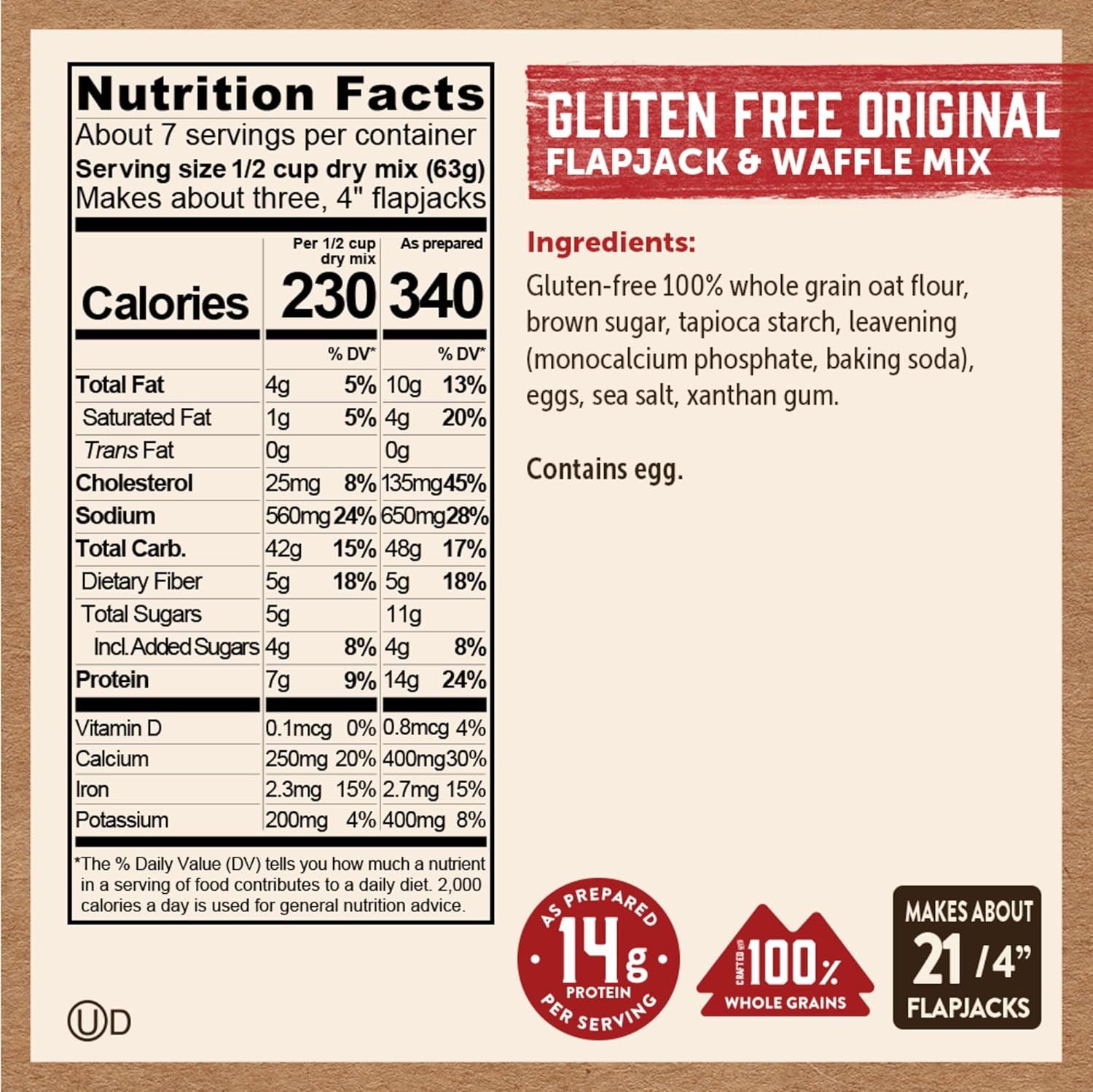 Kodiak Cakes Frontier Oat Gluten Free Protein Pancake and Waffle Mix (Pack of 6)