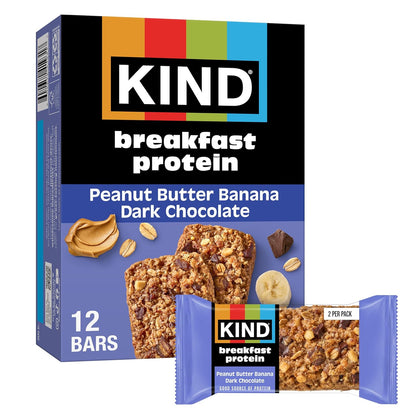 KIND Breakfast Protein Bars, Peanut Butter Banana Dark Chocolate, 8G Protein, 6 Count