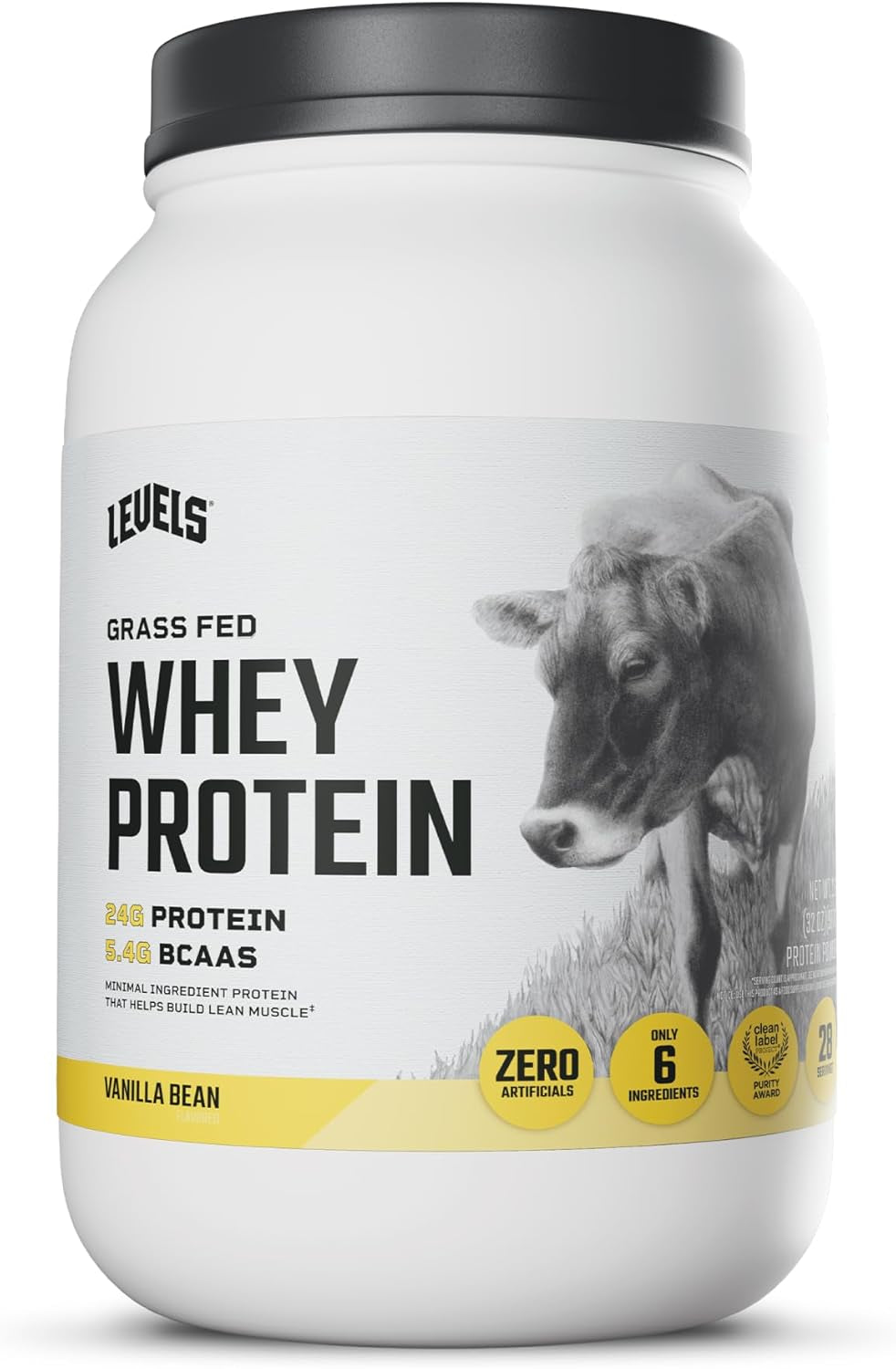 Levels Grass Fed Whey Protein Powder, No Artificials, 24G of Protein, 2LB