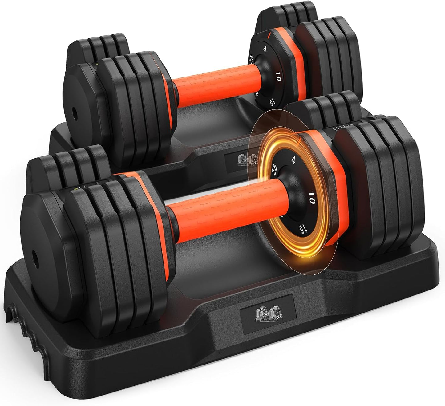 LifeOG Updated Adjustable Dumbbell Set of 2 - 25lbs/50lbs