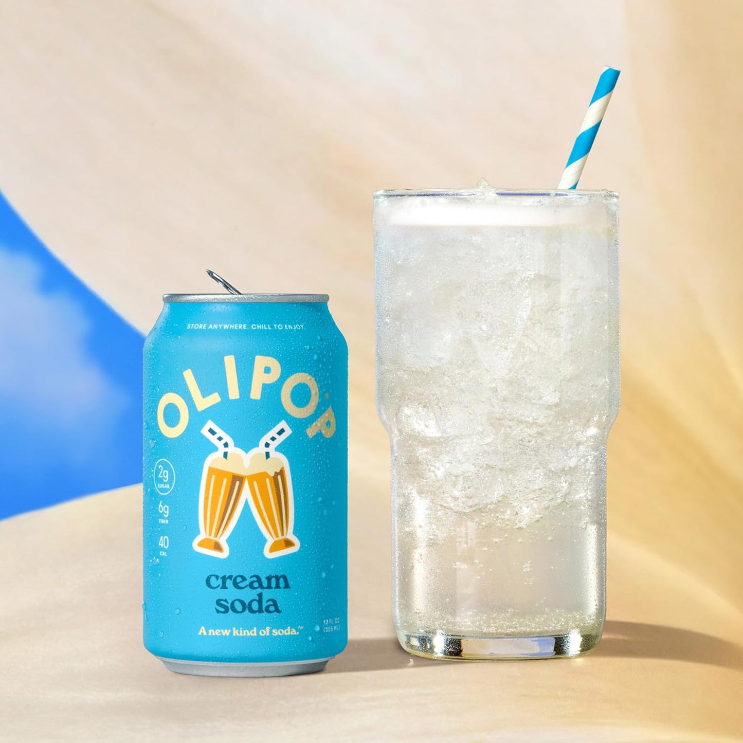 OLIPOP Prebiotic Soda Pop, Cream Soda (12-Cans)