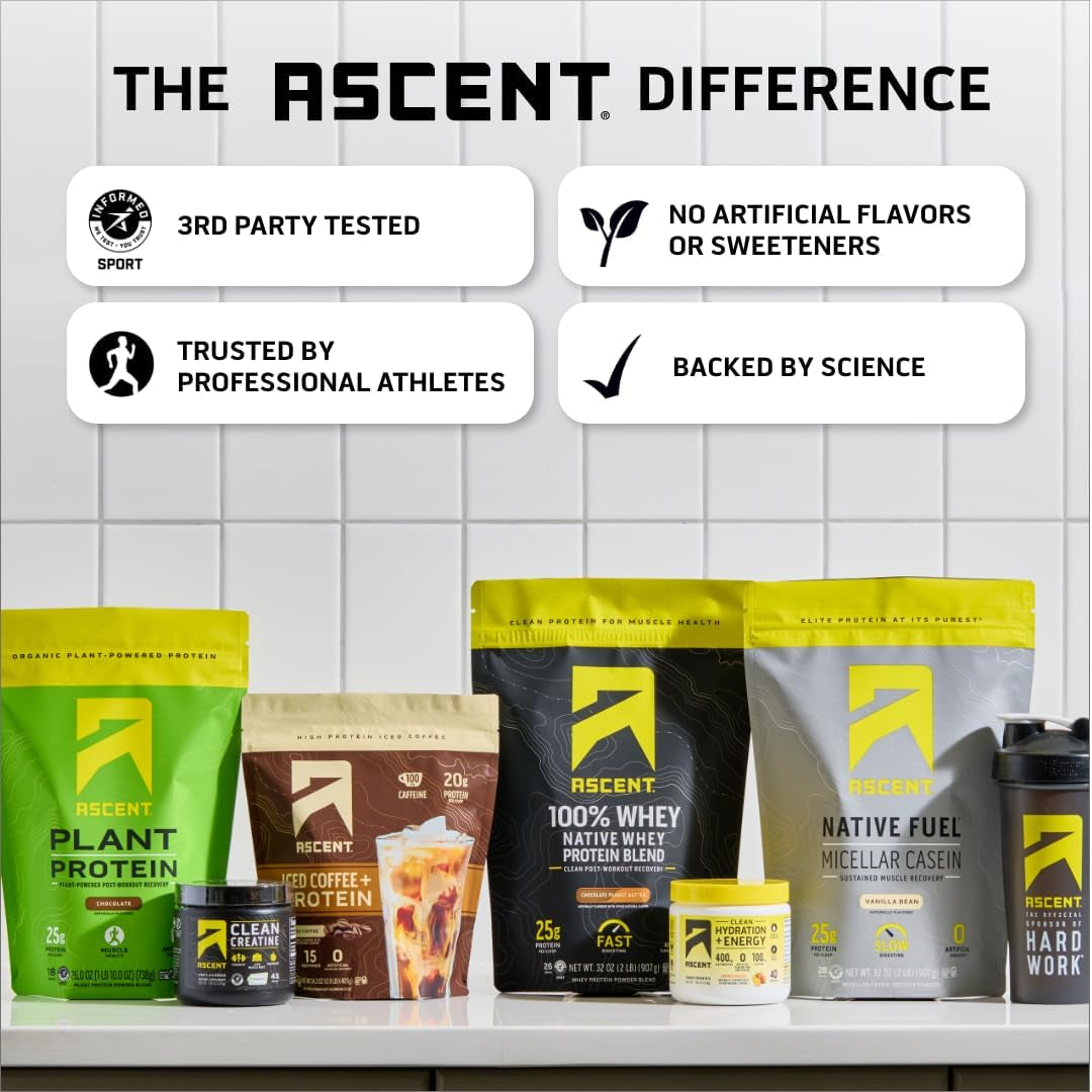 Casein Protein Powder - 25G Micellar Casein Powder with Zero Artificial Flavors & Sweeteners, Gluten-Free, No Added Sugar, 4.9G BCAA, 2.2G Leucine - Chocolate, 2 Pounds