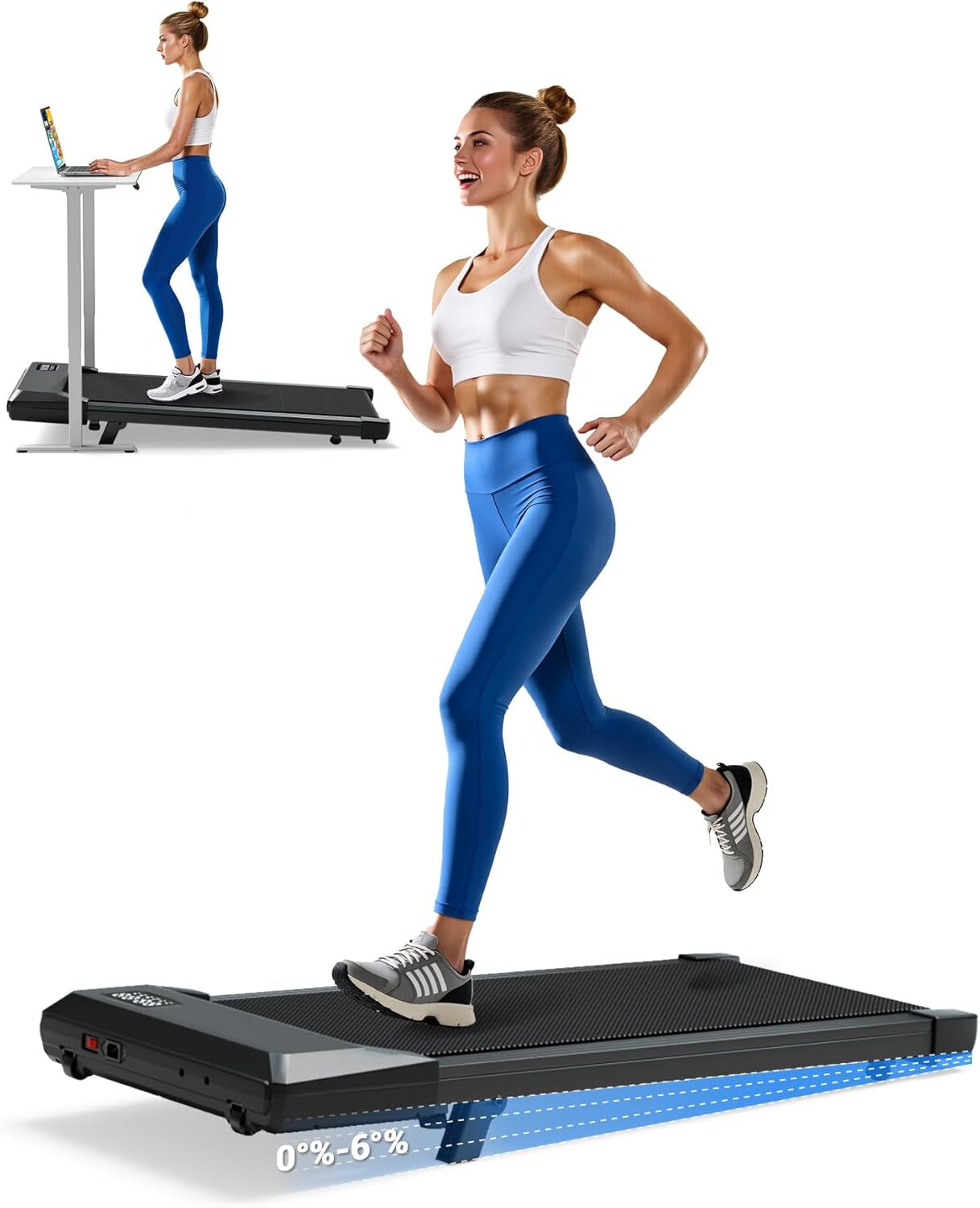 DeerRun Under Desk Walking Pad Treadmill for Home & Office