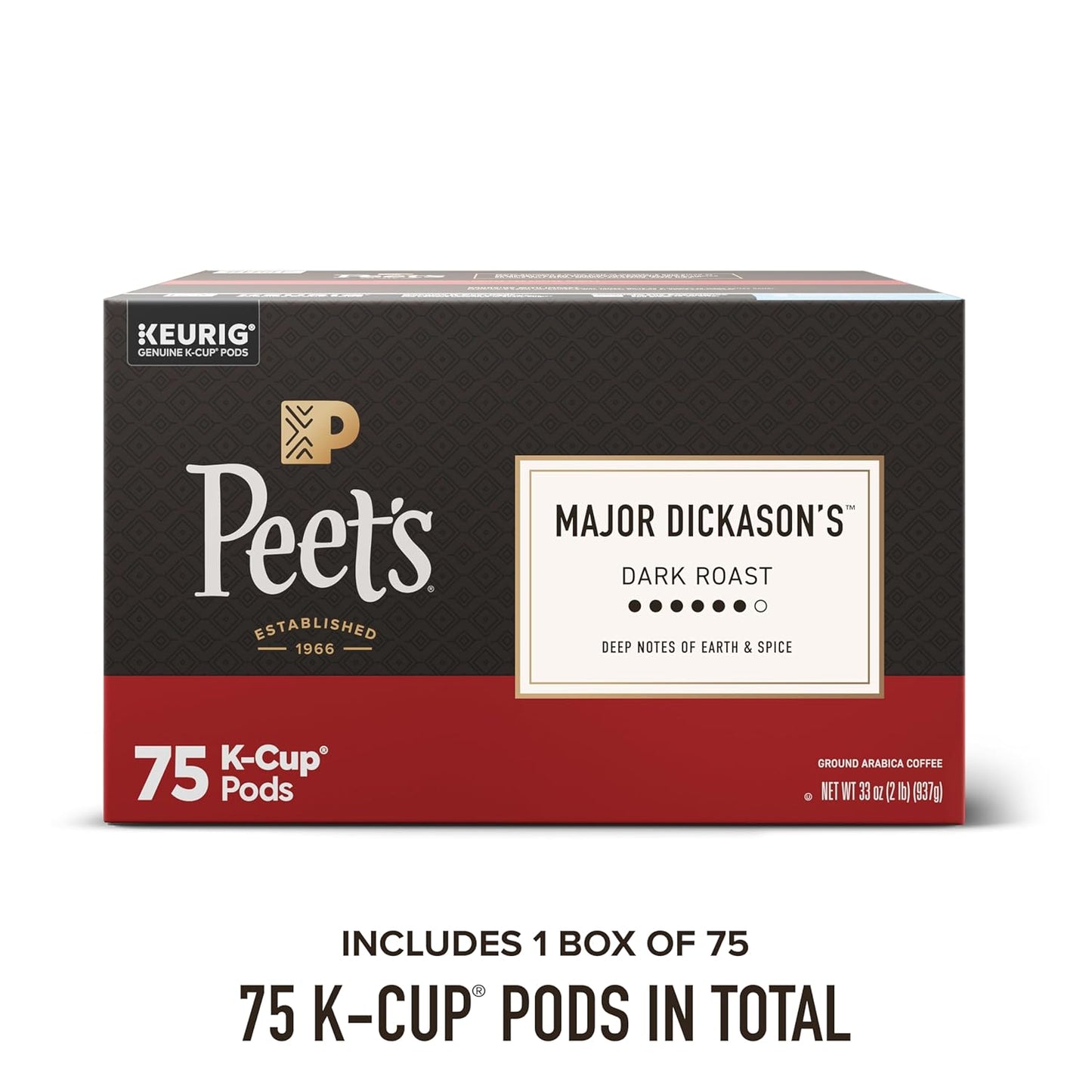 Peet's Coffee, Dark Roast Keurig K-Cup Pods, 100% Arabica Coffee