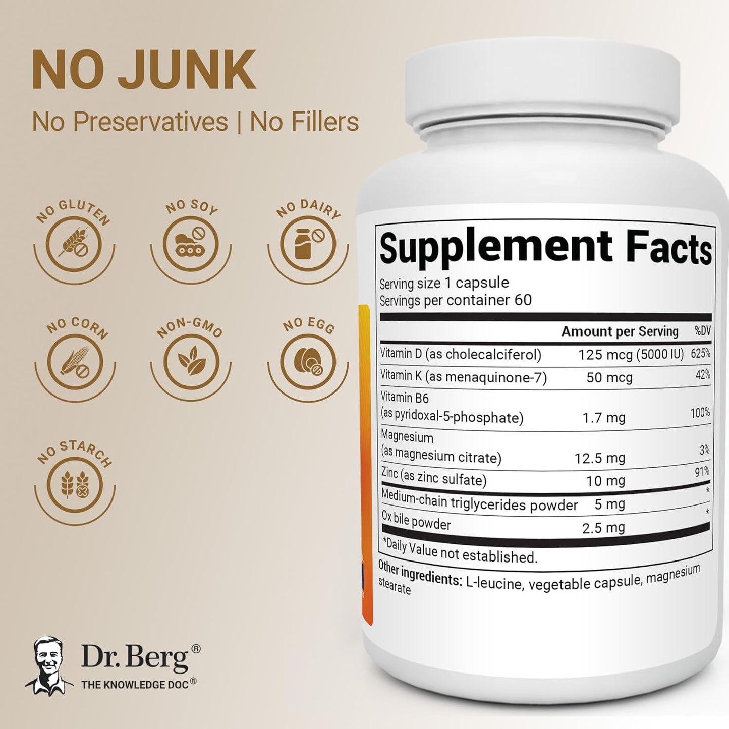 Dr. Berg Maximum Strength 2-in-1 Vitamin D3 K2