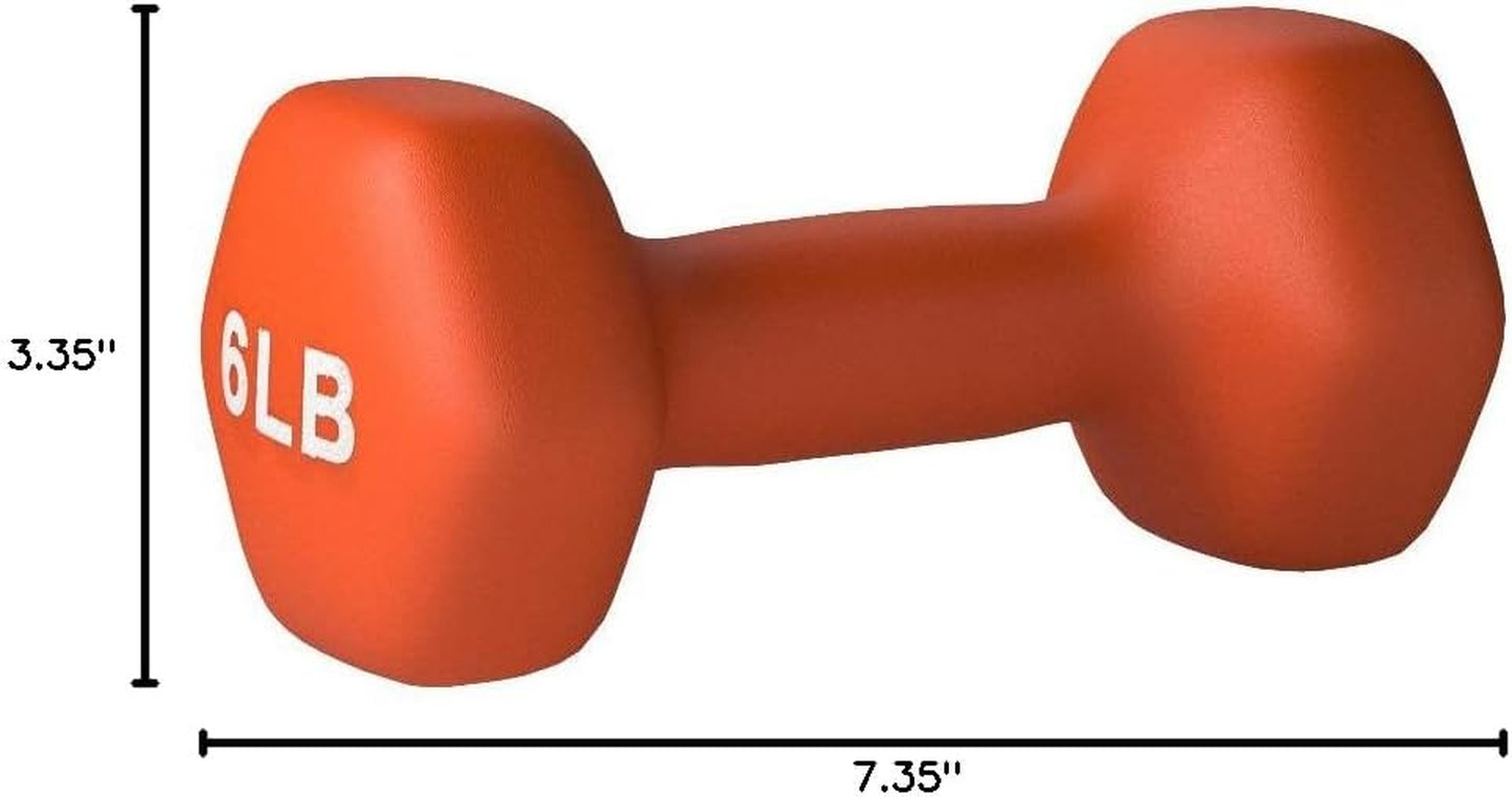 6 Pound Neoprene Dumbbell Hand Weights for Exercise