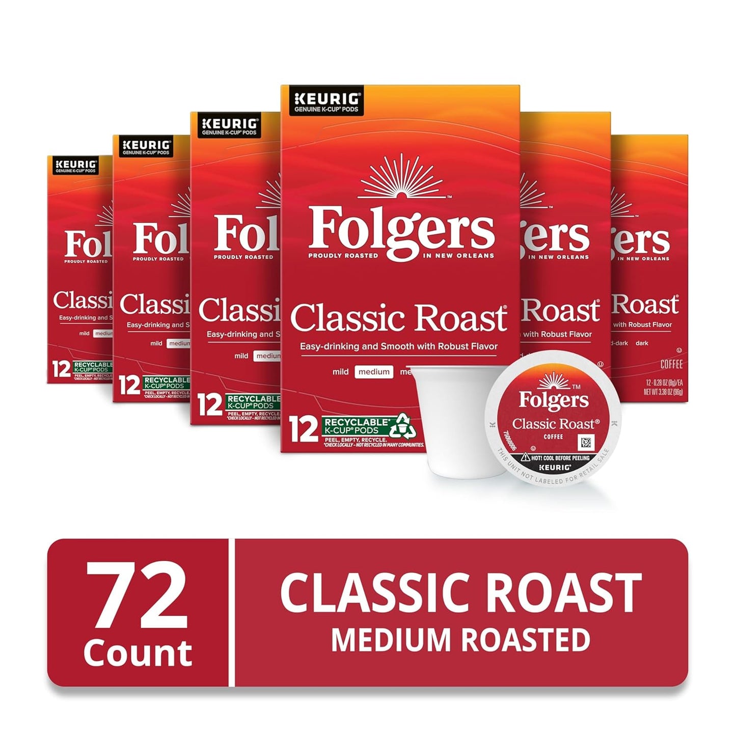 Folgers Classic Roast, Medium Roast Coffee, Keurig K-Cup Pods