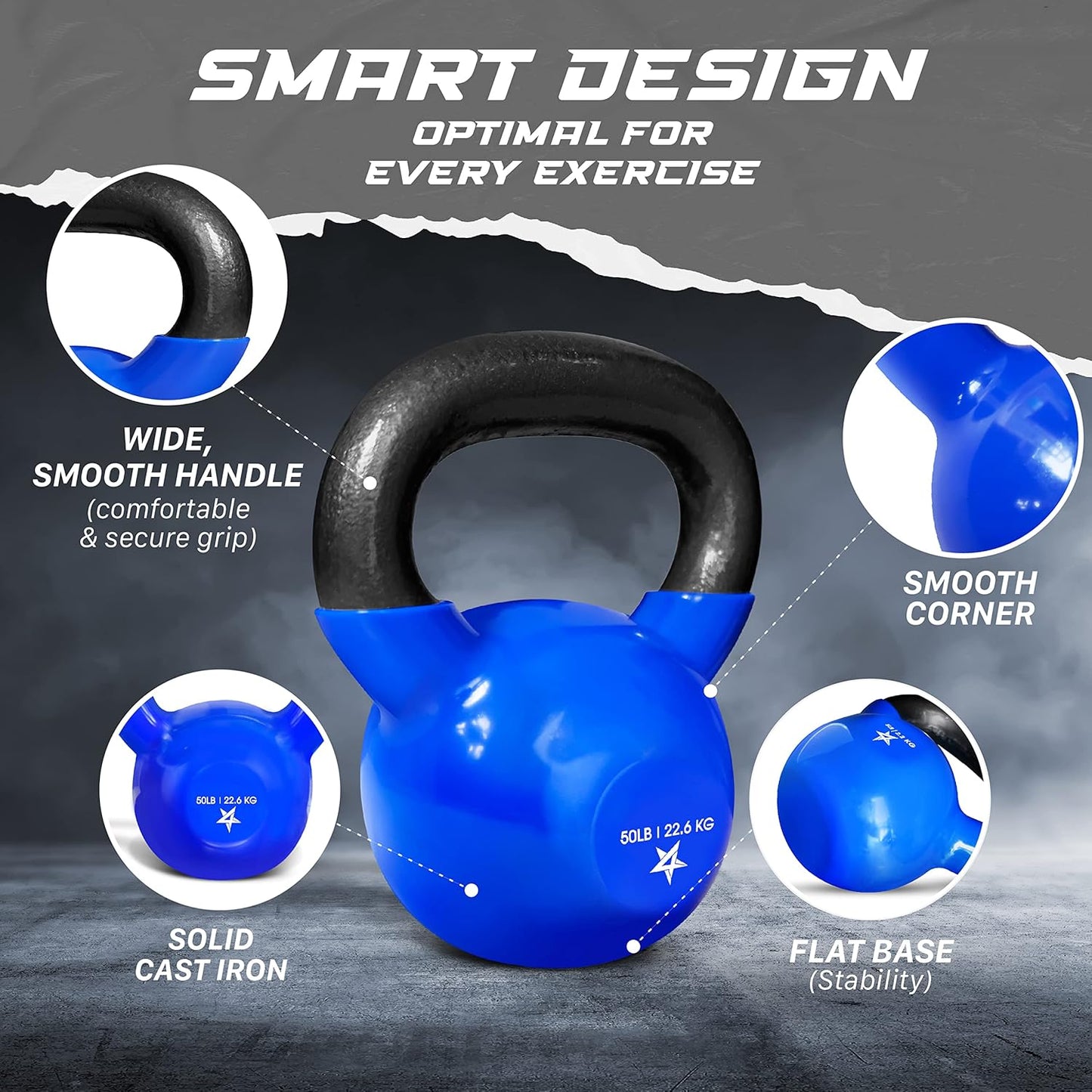 50 Pound Vinyl Coated Cast Iron Kettlebell