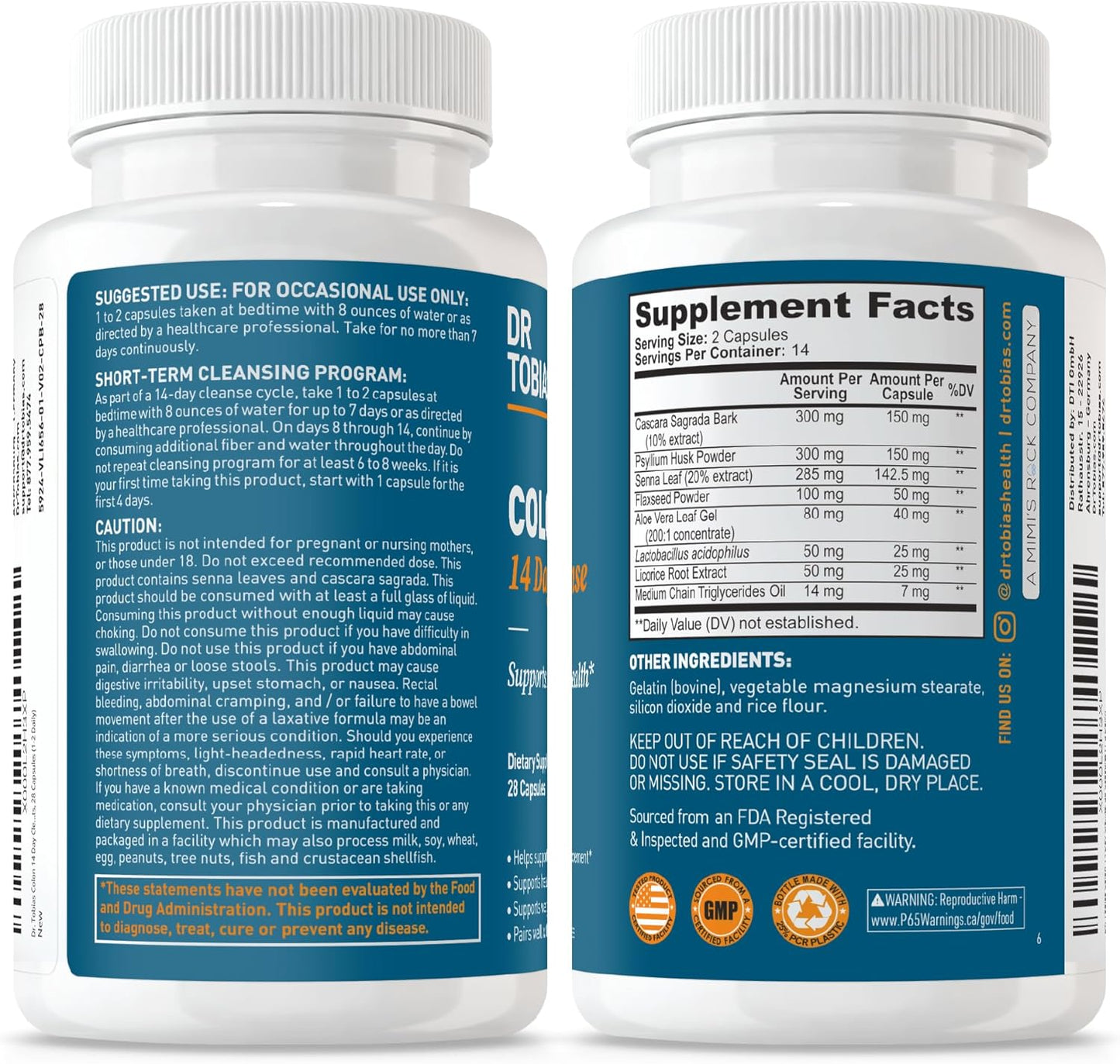 Dr. Tobias Colon Cleanse - Constipation Relief & Gut Health Support