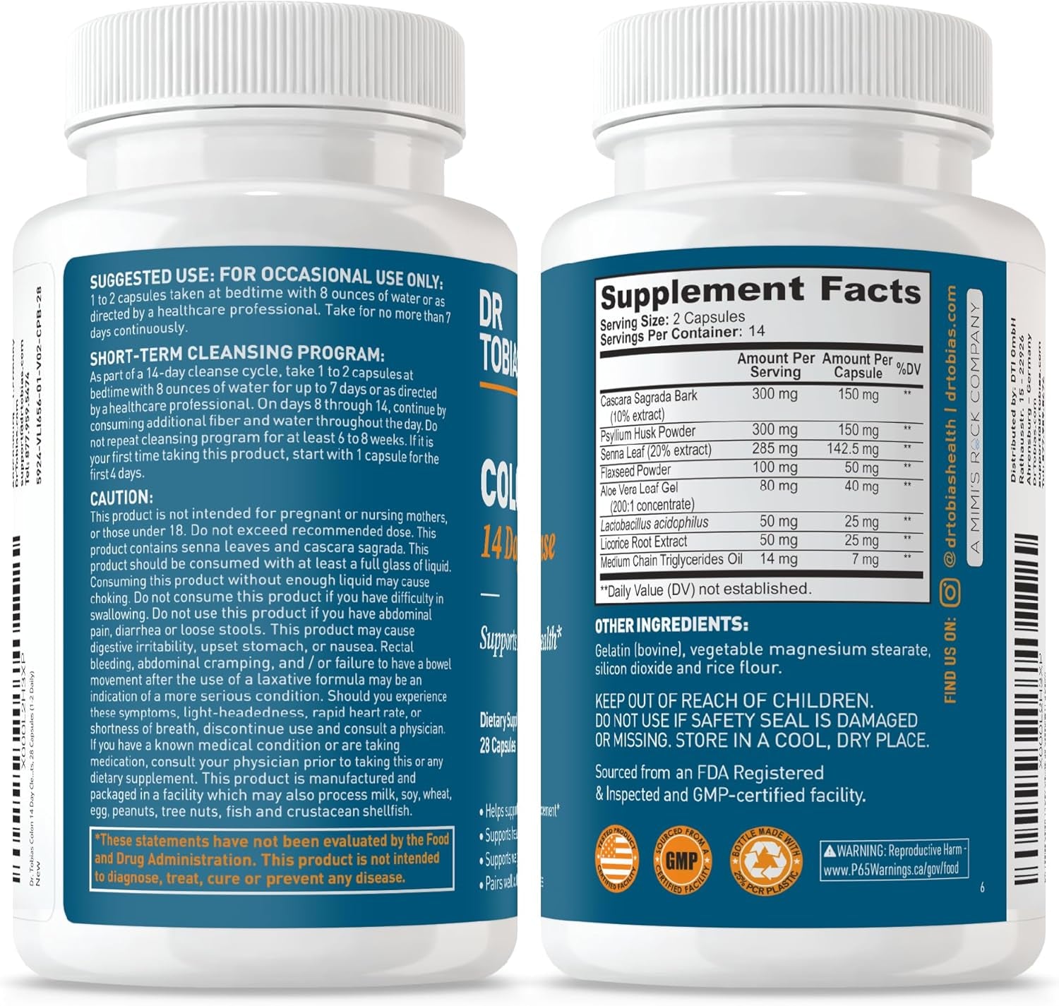 Dr. Tobias Colon Cleanse - Constipation Relief & Gut Health Support