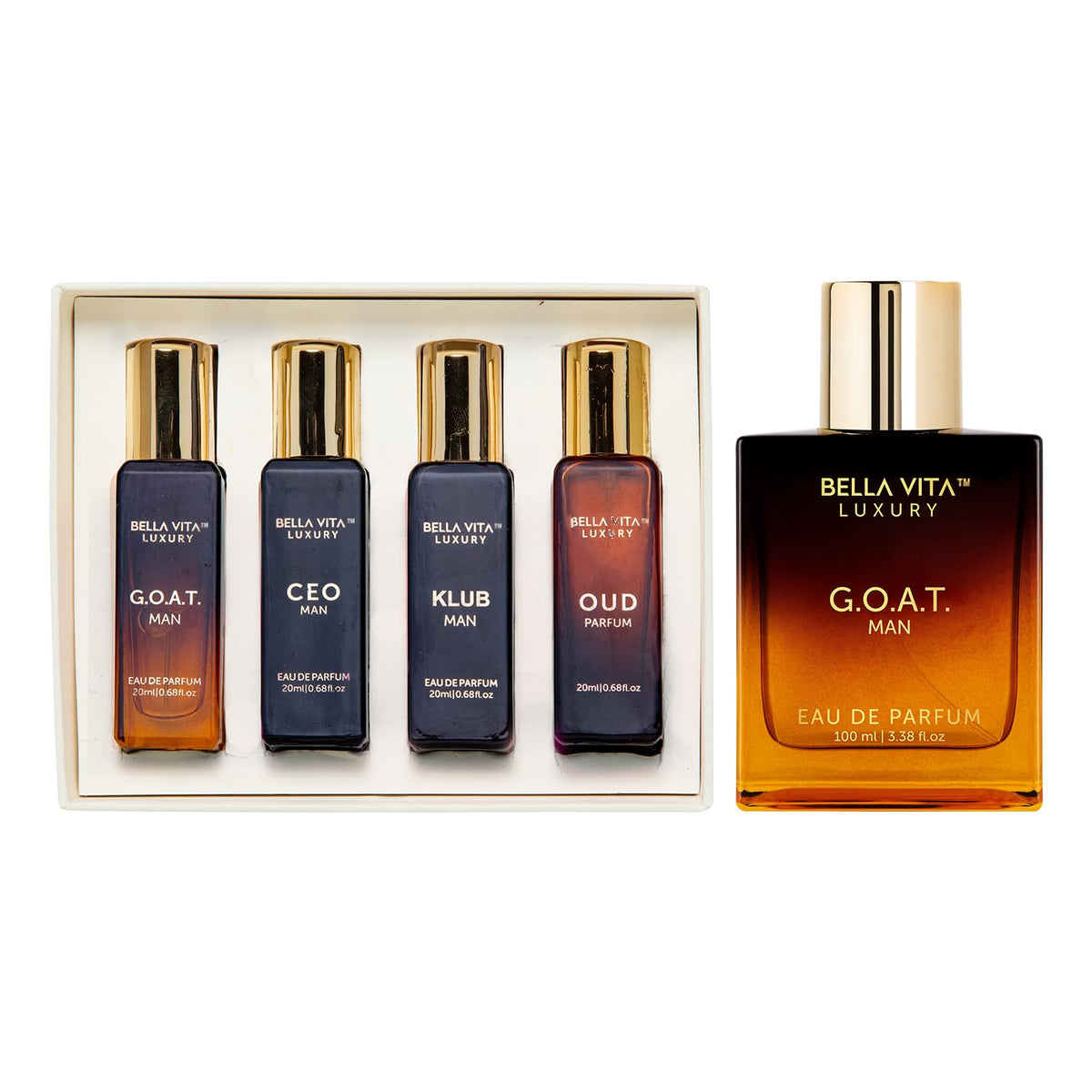Bellavita Luxury Mens Gift Set & G.O.A.T. Man Perfume Combo | Perfume for Men with Bergamot, Lavender & Patchouli Oriental