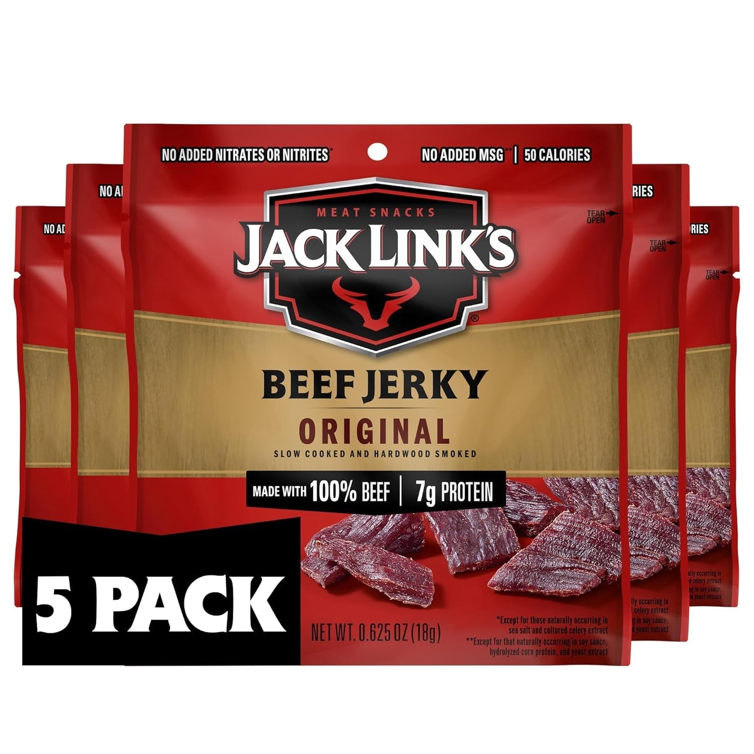 Jack Link's Beef Jerky, Original (Pack of 5)
