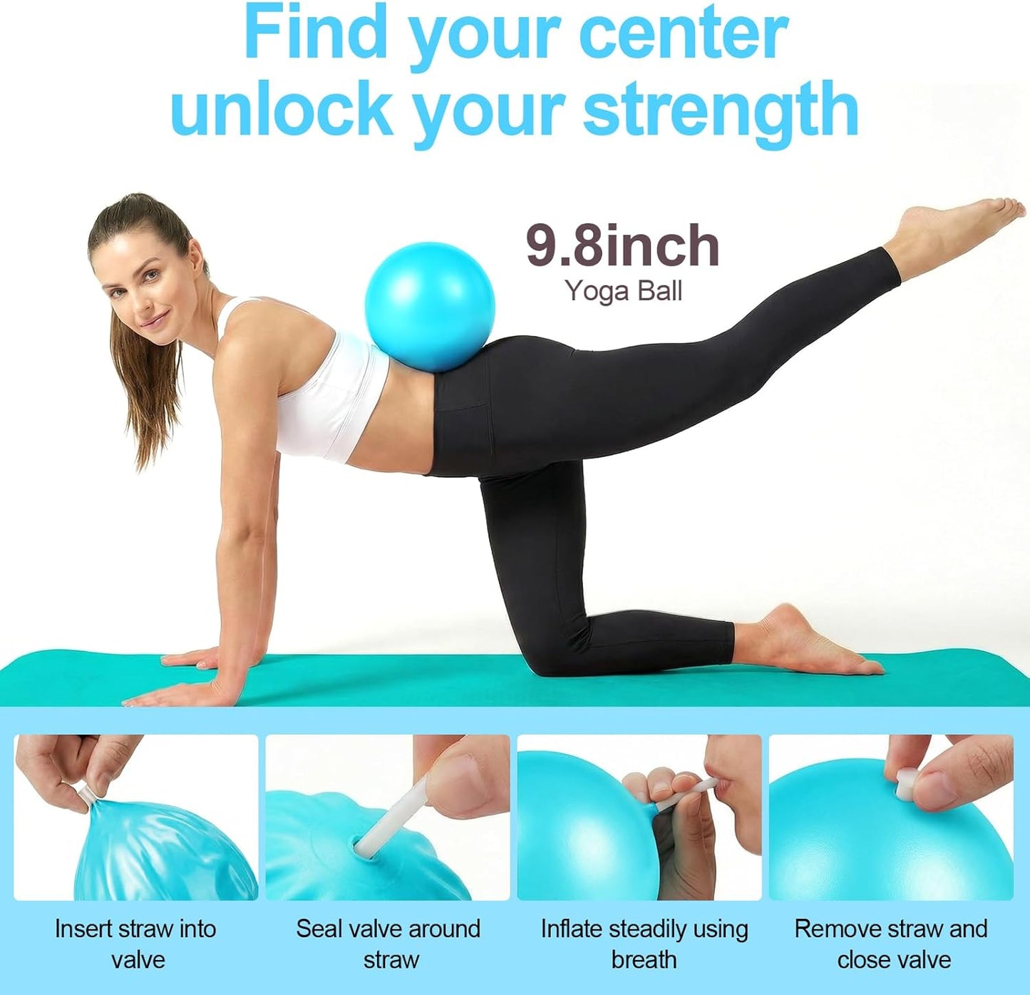 Home Pilates Ring and Ball Set for Women with 5 Resistance Bands