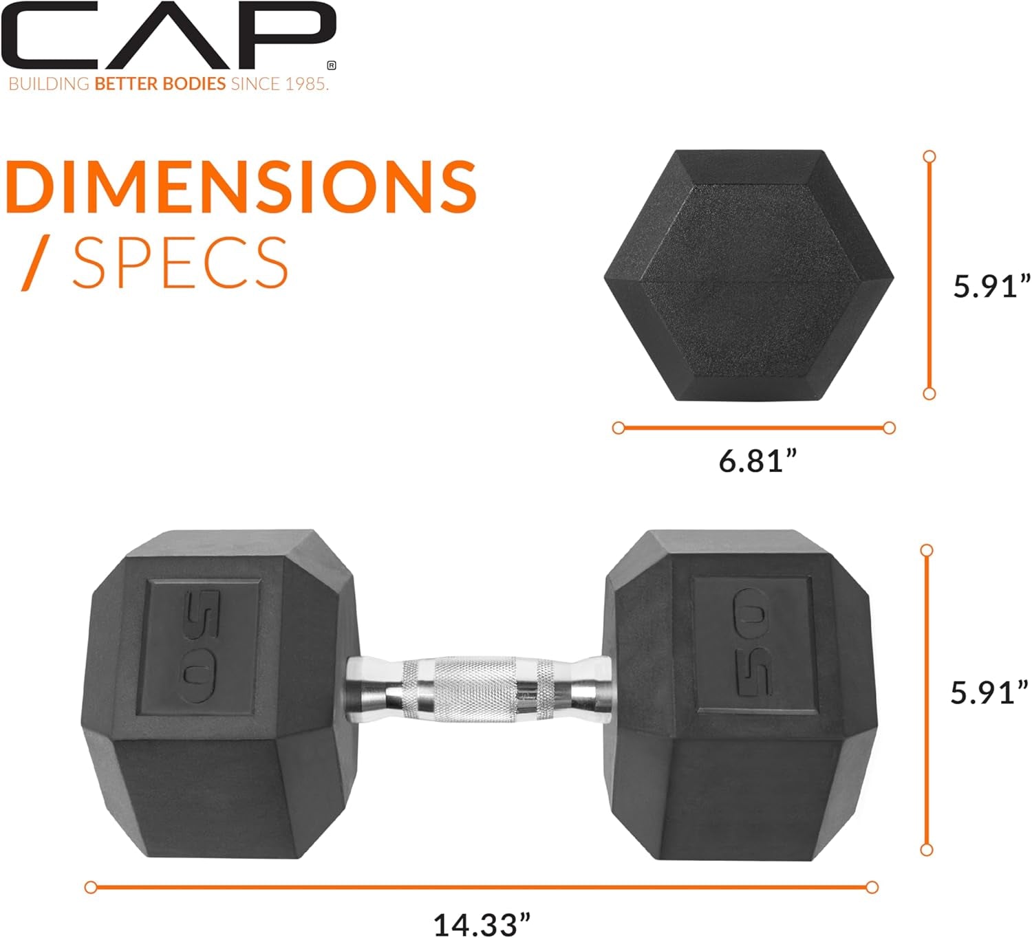 50 Pound Coated Hex Dumbbell Weight