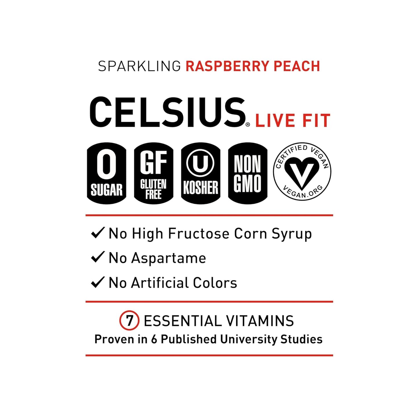 CELSIUS Sparkling Raspberry Peach, Sugar Free Energy Drink, 12 Fl Oz (Pack of 12)