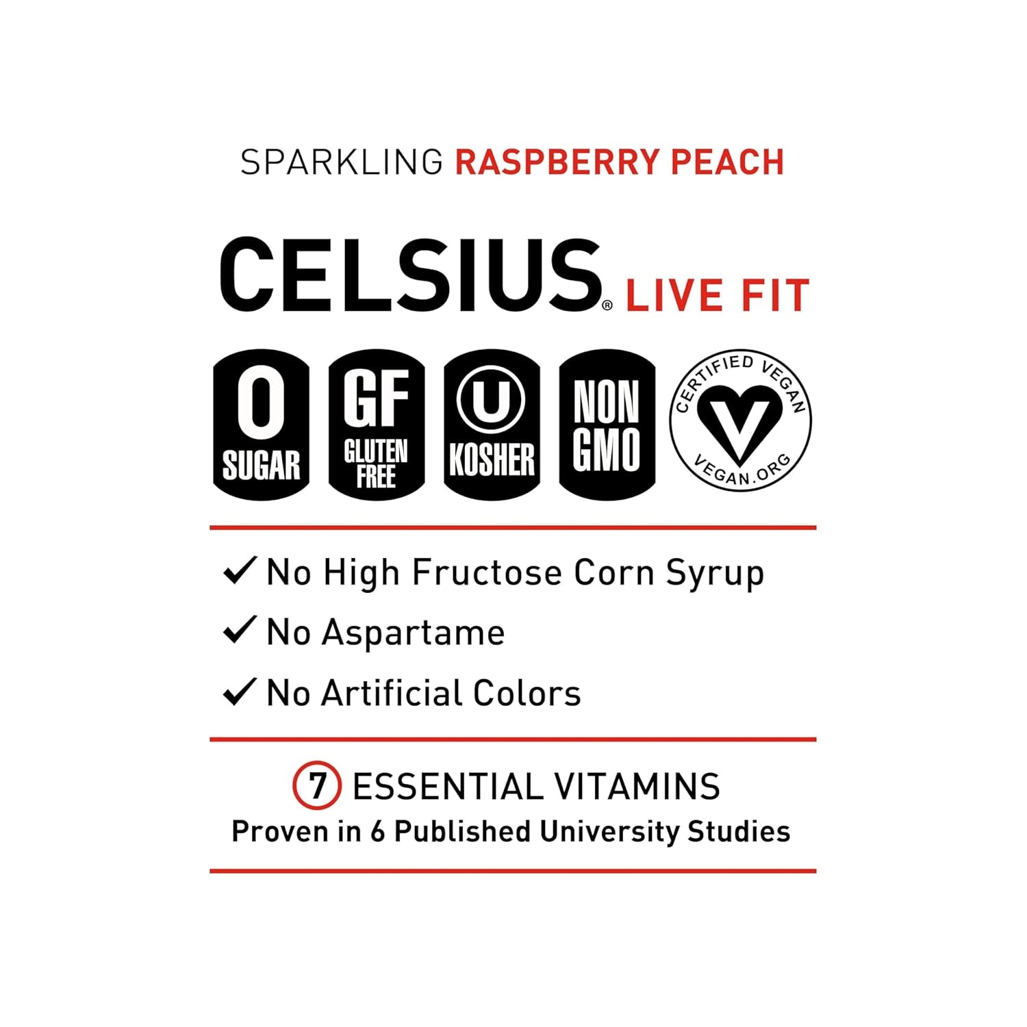 CELSIUS Sparkling Raspberry Peach, Sugar Free Energy Drink, 12 Fl Oz (Pack of 12)