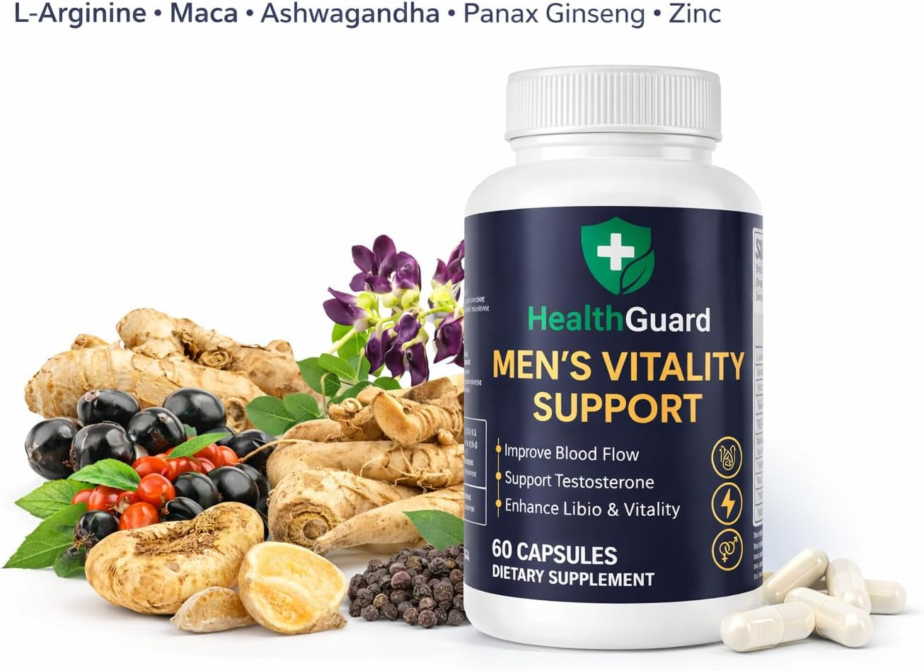 Healthguard Men’s Vitality Support – Horny Goat Weed, Maca, Fenugreek & L-Arginine
