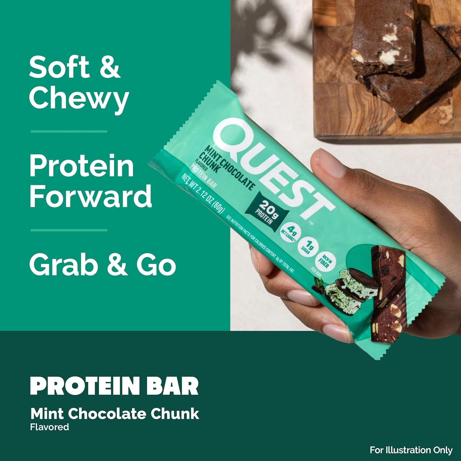Quest Nutrition Mint Chocolate Chunk Protein Bars, 20G Protein, 12 Count