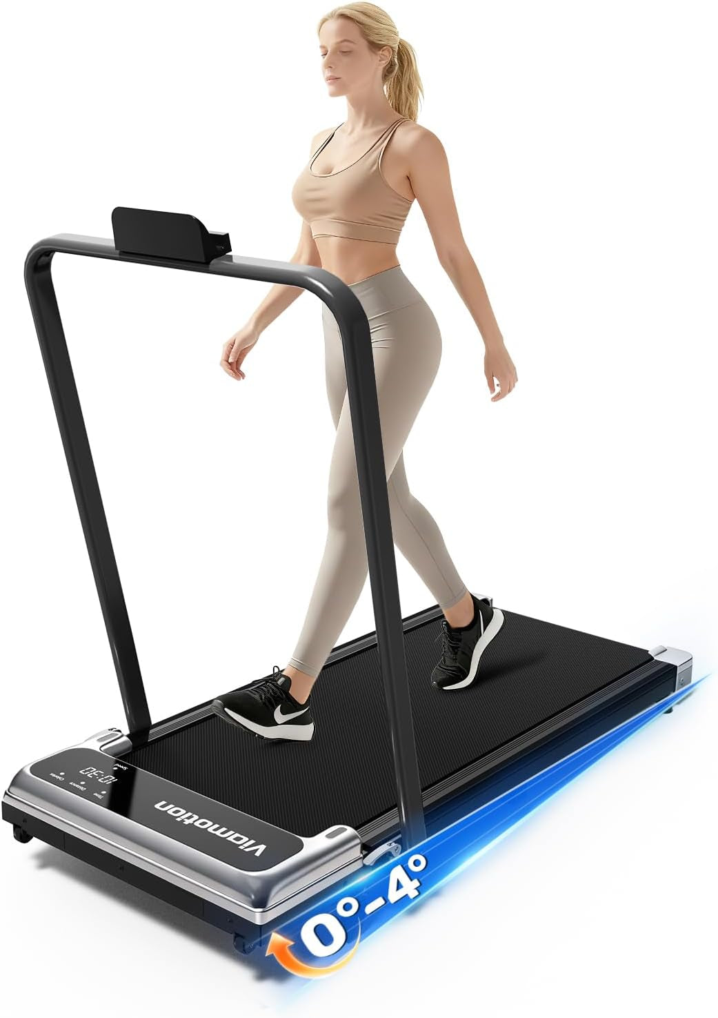 Viamotion Walking Pad Treadmill with Handlebar and Adjustable Incline