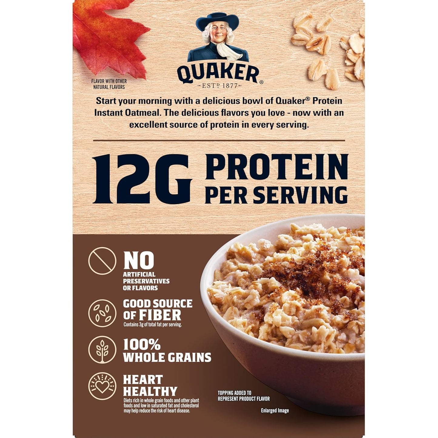 Quaker Protein Instant Oatmeal, Maple Brown Sugar, 12G Protein per Serving (6 Pack)