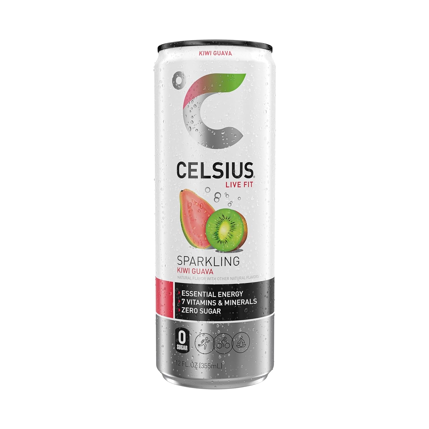 CELSIUS Sparkling Kiwi Guava, Sugar Free Energy Drink, 12 Fl Oz (Pack of 12)