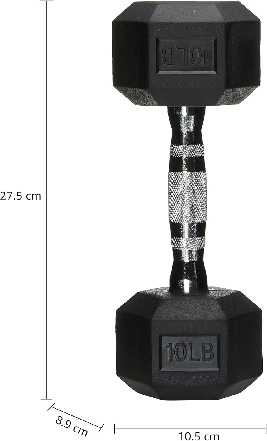10 Pound Rubber Hex Dumbbell Hand Weight