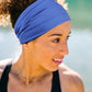 Gili 2 Pack Wide Headbands for Women Boho African Knotted Non Slip Fashion Hair Bands Yoga Running Sports Workout Gym Head Wraps Elastic Soft Cotton Cloth Turbans Bandana for Girls(Black, Blue)