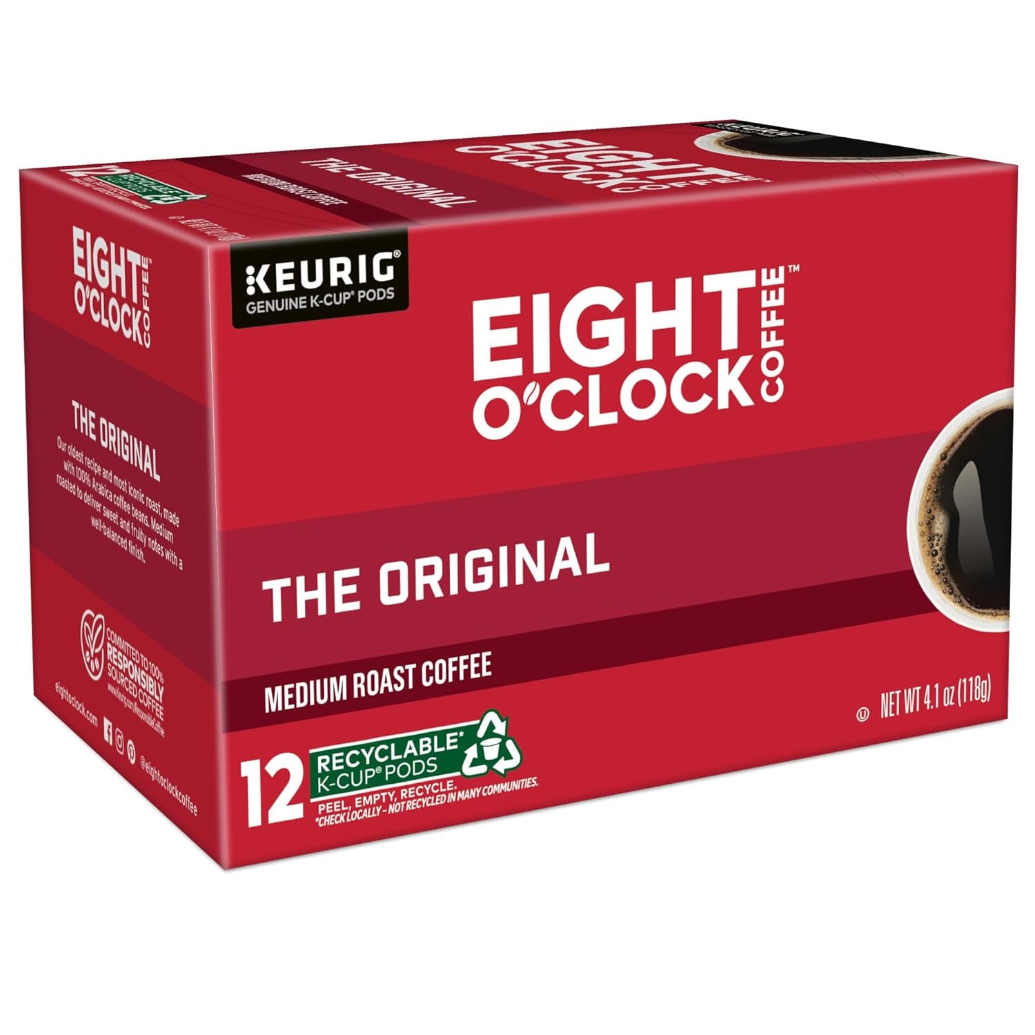 Eight O'Clock Coffee the Original, Single-Serve Keurig K-Cup Pods, Medium Roast Coffee Pods, 72 Count